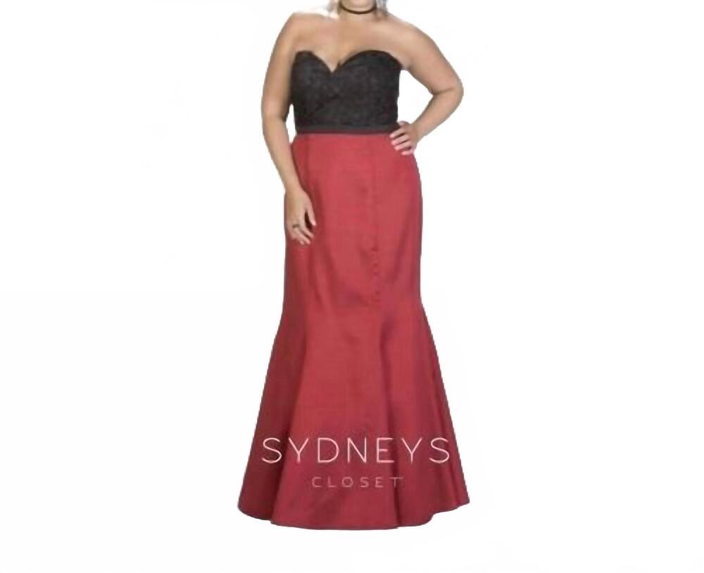 NEW SYDNEY'S CLOSET =strapless mermaid gown - plus in black/burgundy